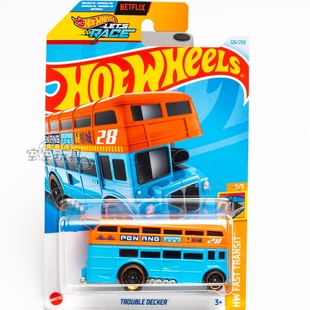 橙蓝色 126号 双层巴士 DECKER 风火轮合金小跑车 TROUBLE