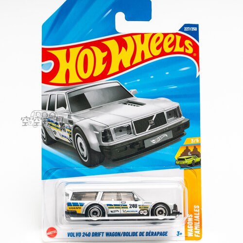 227号 VOLVO 240 DRIFT WAGON 沃尔沃 银色 风火轮合金小跑车