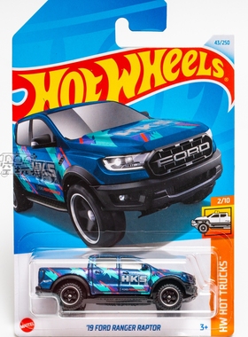 43号 '19 FORD RANGER RAPTOR 福特 蓝色 美泰风火轮合金小跑车