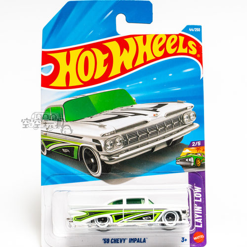 44号 '59 CHEVY IMPALA 雪佛兰 白色 风火轮合金小跑车