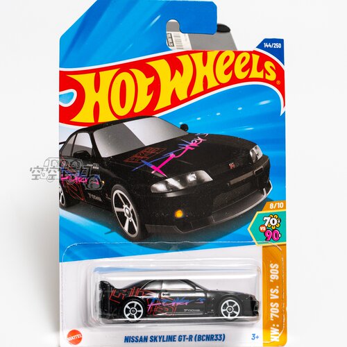 144号 NISSAN SKYLINE GT-R(BCNR33) 日产 黑色 风火轮合金小跑车