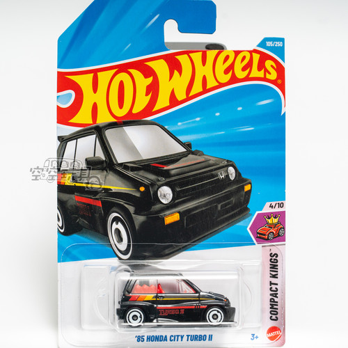 105号 '85 HONDA CITY TURBO II 本田 黑色 风火轮合金小跑车