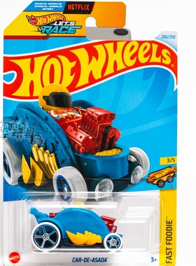 200号 CAR-DE-ASADA 蓝身白轮黄头 风火轮合金小跑车