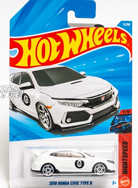 11号 2018 HONDA CIVIC TYPE R 本田思域 白色 风火轮合金小跑车