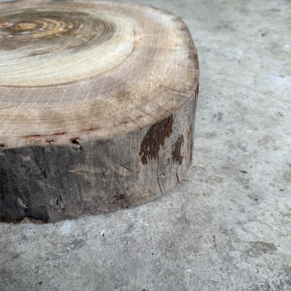 老式木片圆木片原木花盆底座