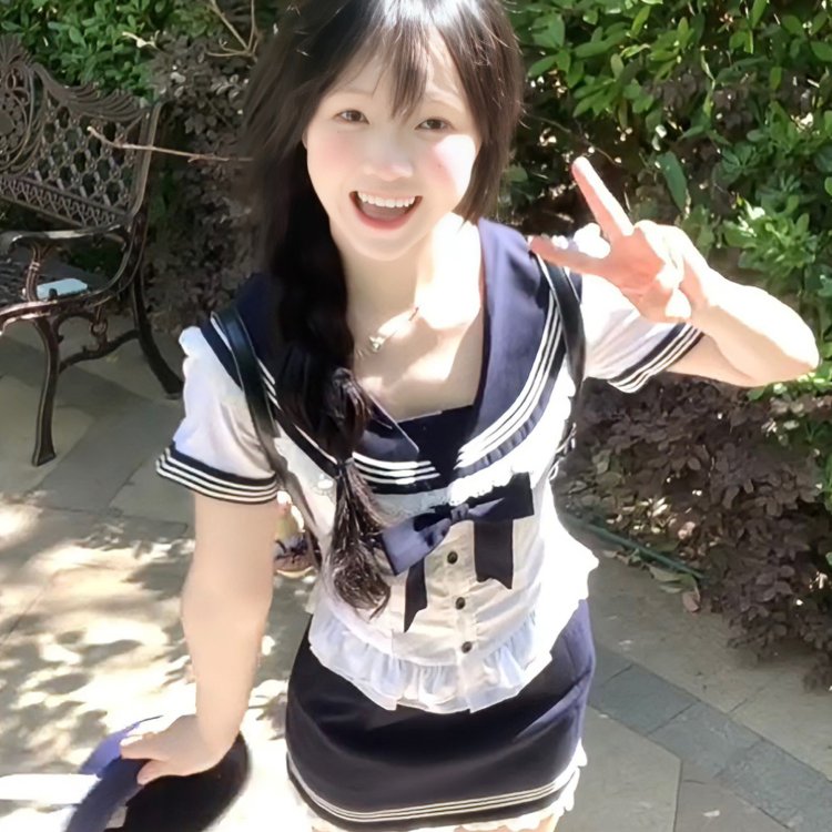 学院风甜辣jk制服套装裙女夏撞色海军领收腰衬衫条纹短裙子两件套
