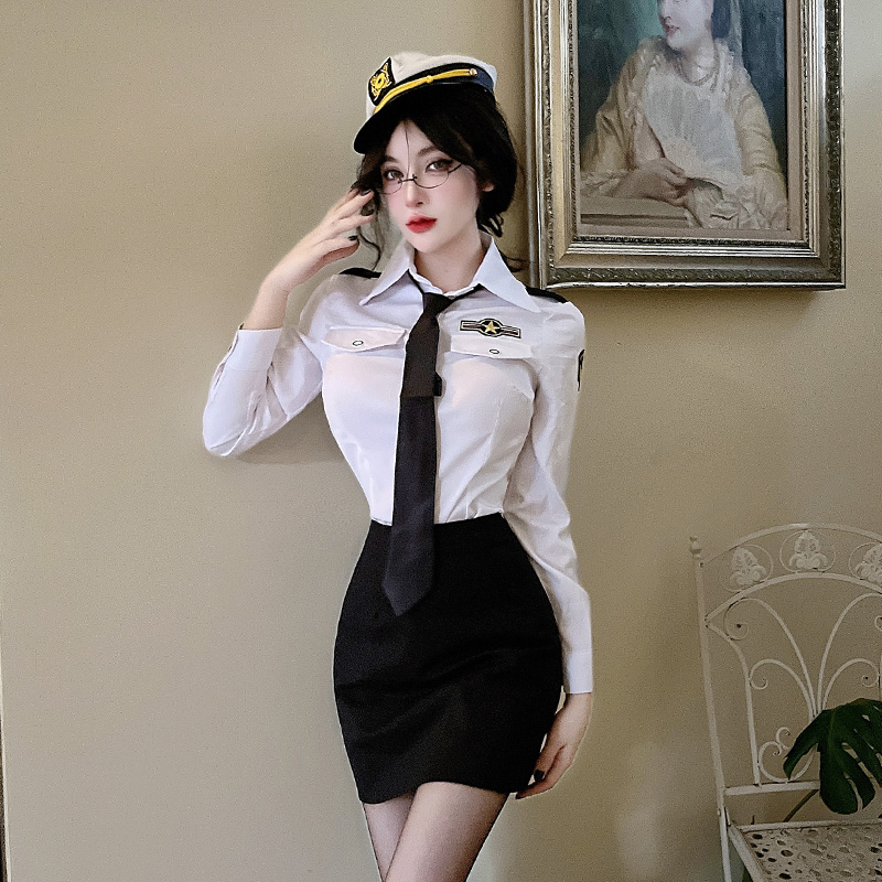 空姐jk制服套装女秋季夜店酒吧工作服职业白色衬衣短裙两件套