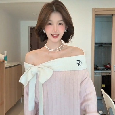 巨好看的2025秋冬裙子针织一字肩打底短款连衣裙新款内搭短裙女装