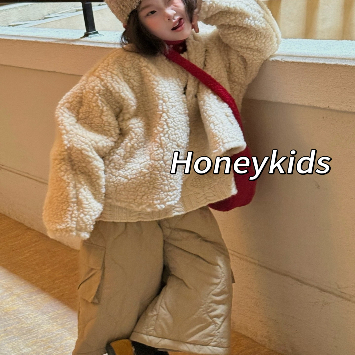 儿童复古韩系八分工装棉裤2025冬季新款女童宽松百搭休闲裤时尚