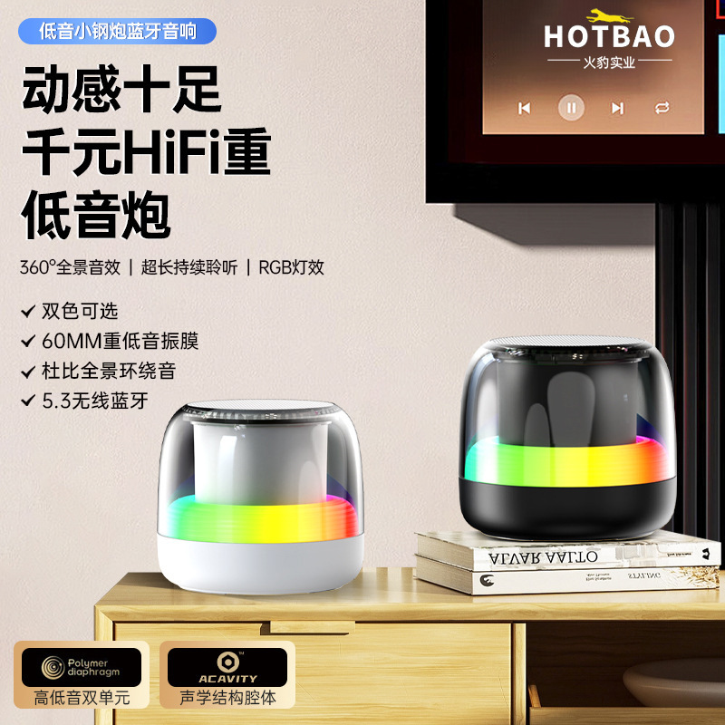 C端爆款户外蓝牙音箱无线便携式RGB炫彩灯光炫酷骑行重低音音响