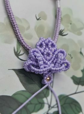 项链diy手工编织绳立体扣头南红配饰桃花