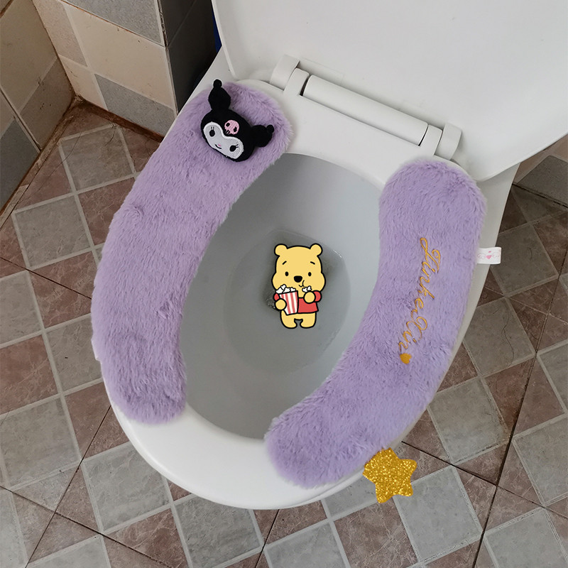 可爱卡通立体头马桶垫秋冬季保暖坐便器垫两片式马桶坐垫马桶圈套