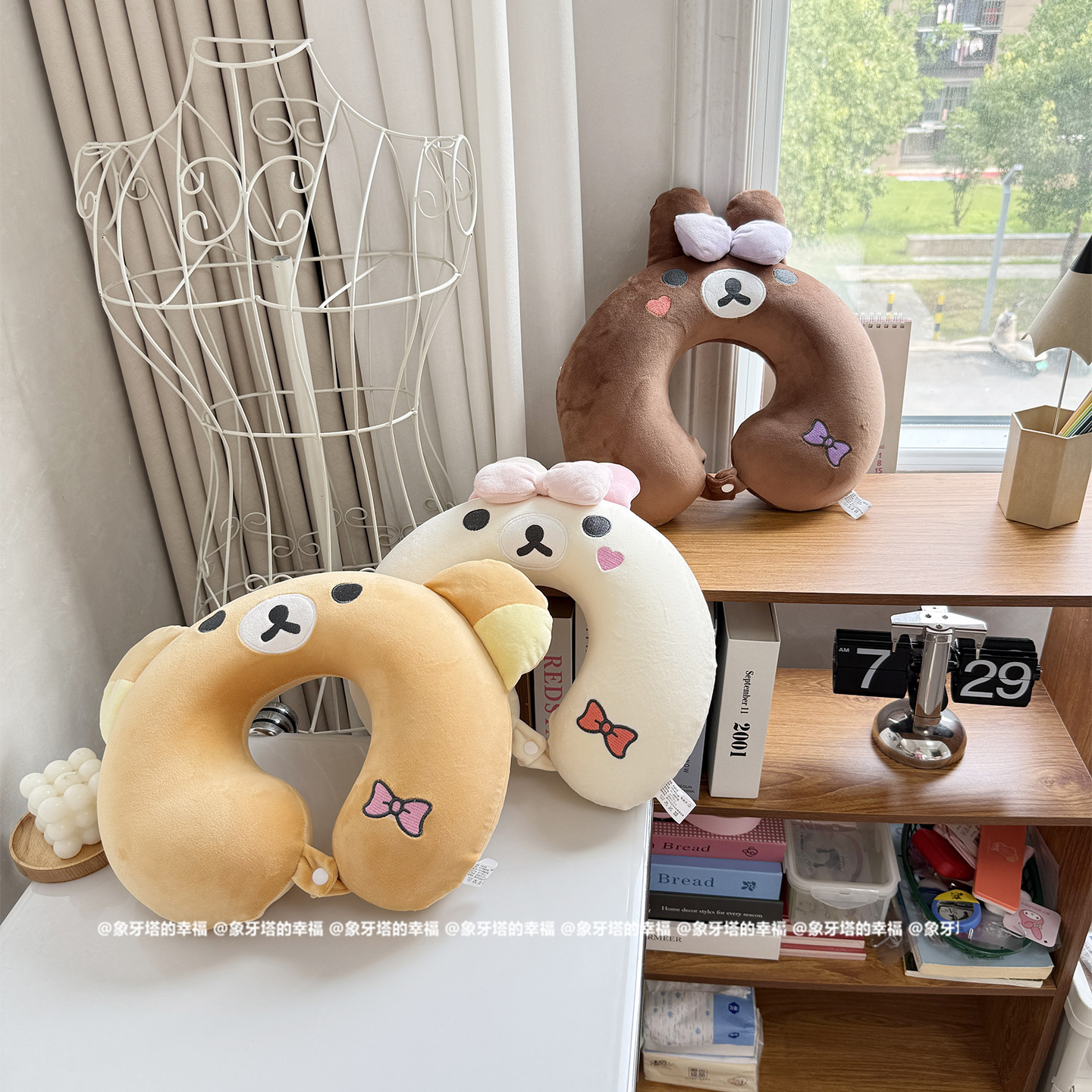 可爱卡通U型枕学生宿舍午睡神器旅行便携护脖子枕连帽颈椎枕头礼