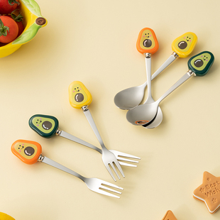304不锈钢水果叉子创意可爱家用儿童安全甜品蛋糕咖啡小叉勺果签