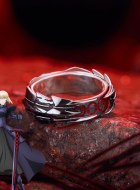 黑王华铠戒指男款二次元动漫卡通人物食指戒时尚简约二合一指环