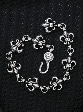 新款 十字架复古童军花手链 十字花个性嘻哈男士手链