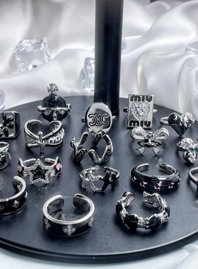 欧美暗黑系列土星朋克个性开口戒指中性风ins时尚百搭潮酷食指戒