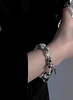 冷淡风冰裂珠拼接手链女ins小众设计男潮中性风情侣星芒串珠手饰