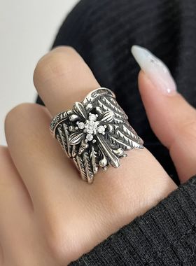 原创设计锆石十字架戒指女新款小众设计百搭轻奢高级感开口指环