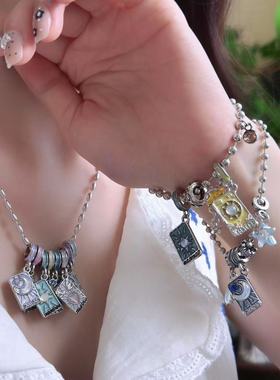 塔罗秘境复古做旧塔罗牌日月星辰项链小众独特设计高级感手链颈链