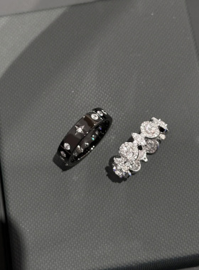 四芒星白雪公主黑武士戒指超闪锆石小众轻奢时尚高级感情侣款对戒