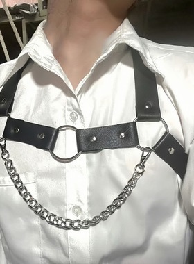 胸链性感男士背带脖带身体朋克风肩带胸带衬衣腰带配饰搭配制服