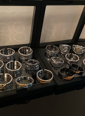 戒指男小众设计情侣女复古时尚个性素圈开口可调节冷淡风食指尾戒