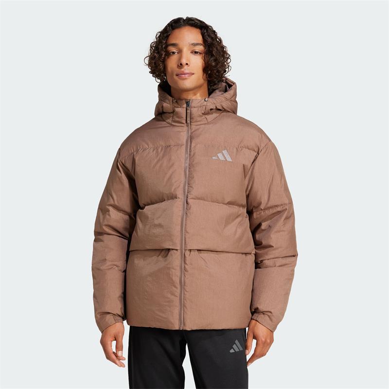 阿迪达斯男子2024冬季新款拒水防泼保暖运动休闲连帽羽绒服JG5943