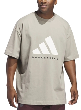 阿迪达斯春季新款情侣款男短袖T恤运动休闲篮球风宽松上衣JD6127