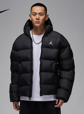 JORDAN耐克男子棉服宽松夹克冬新款保暖防泼水连帽外套HV0533-010