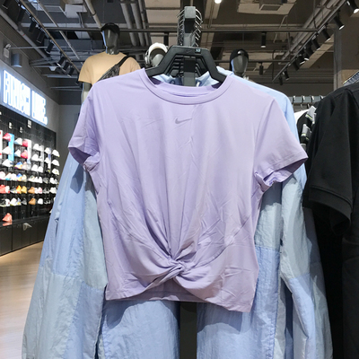 Nike耐克女子2025夏新款速干透气扭结设计时尚短袖T恤 HJ1055-533