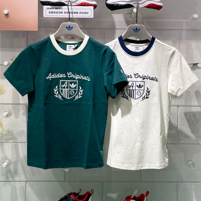 阿迪达斯三叶草女子2025春季新款运动休闲百搭圆领短袖T恤 JM8009