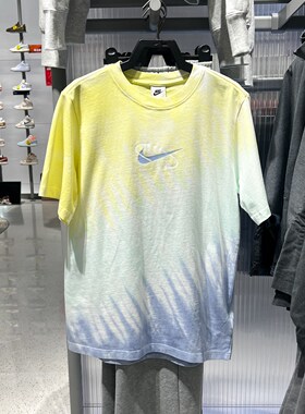 NIKE耐克女装夏新款纯棉圆领时尚扎染运动休闲短袖T恤IR7557-714