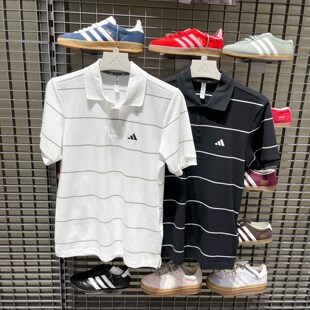 Adidas阿迪达斯男装2026夏季款撞色条纹POLO衫休闲短袖T恤 KS0420