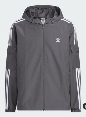 阿迪达斯三叶草2026春季新款连帽夹克男运动风百搭休闲外套KB1942