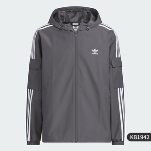 阿迪达斯三叶草2026春季新款连帽夹克男运动风百搭休闲外套KB1942
