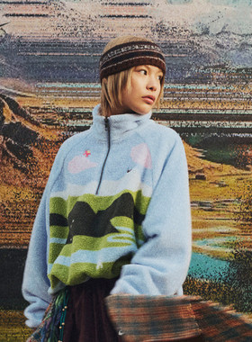 NIKE耐克马年限定新年款女子运动休闲仿羊羔绒图案上衣IQ3822-407