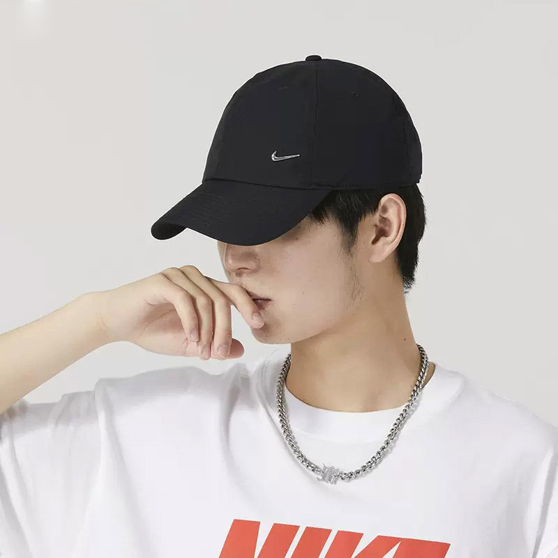 Nike耐克男女帽2024夏季Club防晒透气软顶耐克勾运动帽FB5372-010