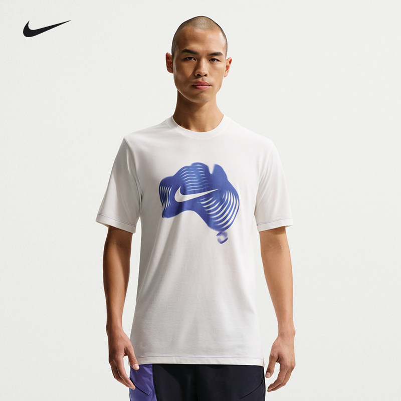 Nike耐克男士短袖T恤白色速干透气圆领运动休闲上衣IH2088-133