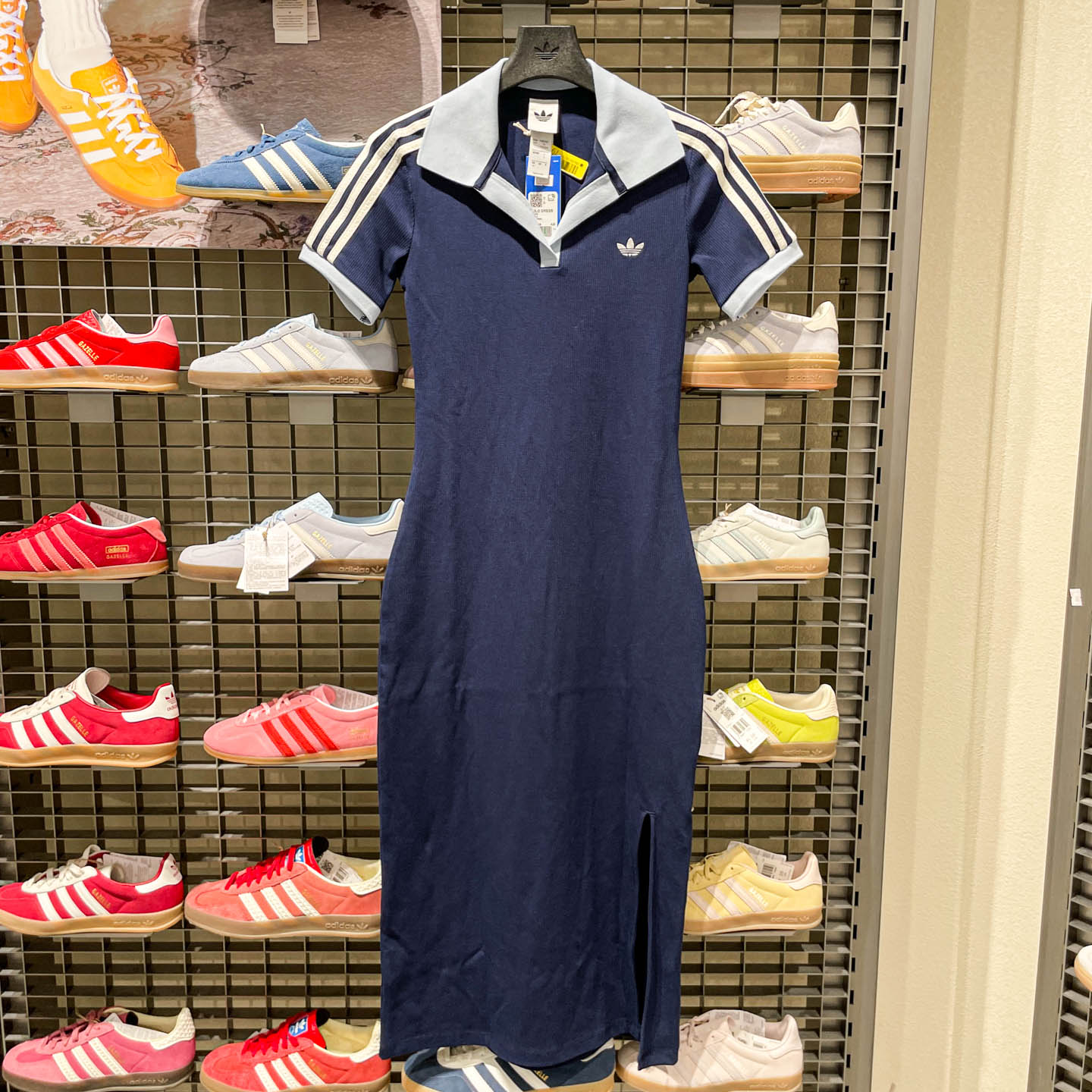 Adidas阿迪达斯三叶草休闲运动Polo连衣裙2026夏女开叉长裙KY5698
