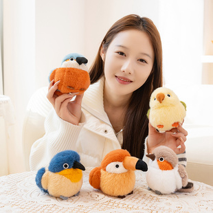 可爱小鸟玩偶飞禽系列麻雀毛绒玩具鸟类公仔摆件送儿童女生日礼物