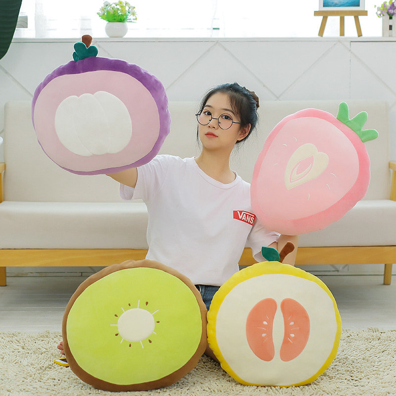 创意3d水果公仔韩国毛绒玩具草莓抱枕榴莲靠垫沙发靠垫生日礼物女