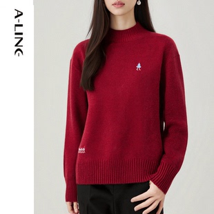 Aline/阿莱新年氛围高品质100绵羊毛半高领针织衫 26冬新品