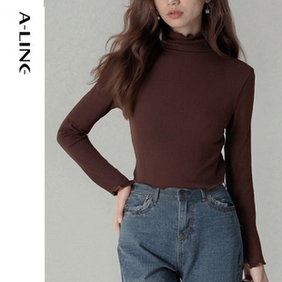 Aline/阿莱木耳边薄绒德绒打底衫内搭打底衫 2025冬新品