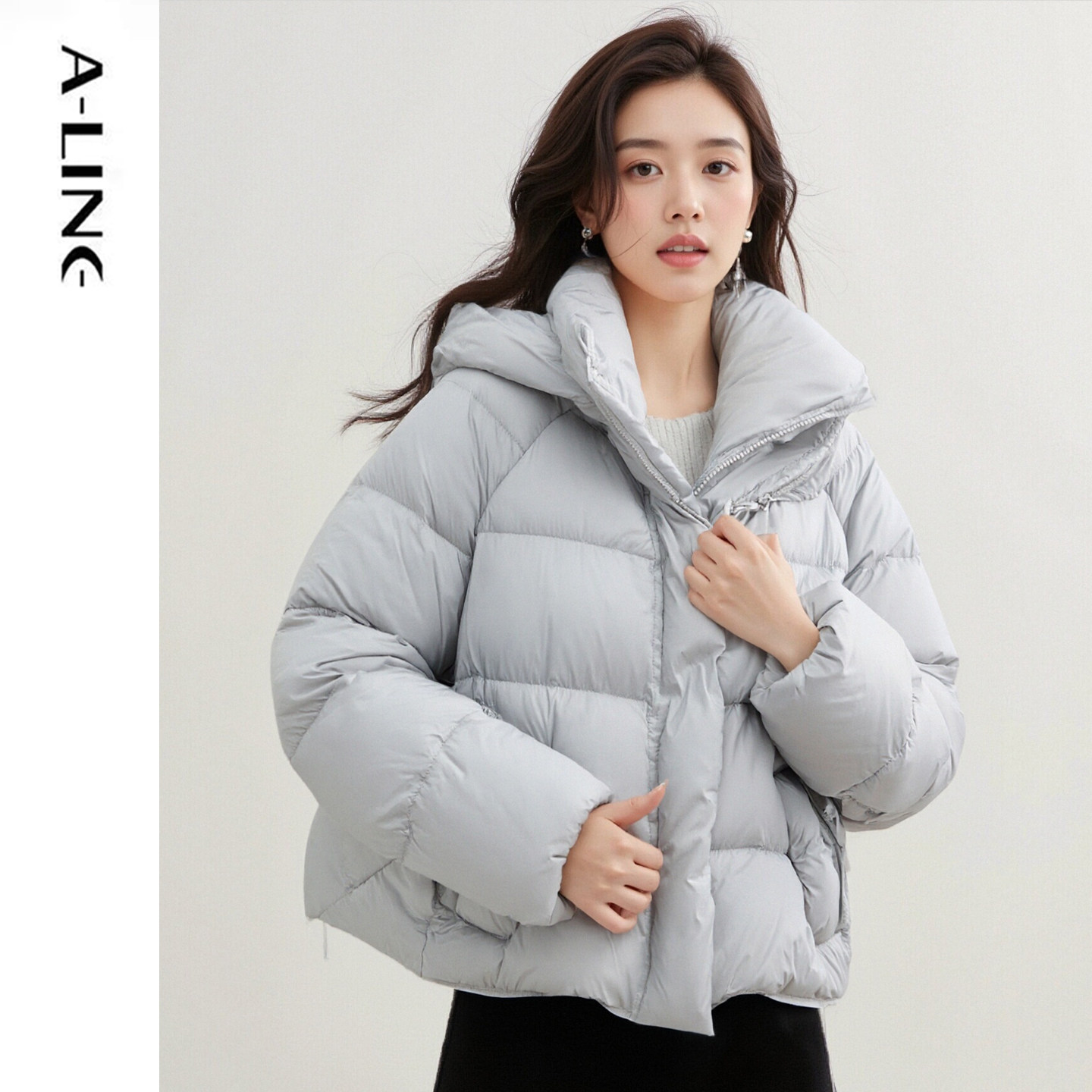 Aline/阿莱轻暖立领连帽短款休闲白鸭绒羽绒服面包服 25冬新品,女装/女士精品,羽绒服,淘宝优惠券,粉丝福利购,淘宝优惠卷