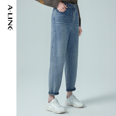 阿莱时尚休闲宽松阔腿牛仔裤