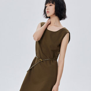 Aline/阿莱进口SUPIMA棉珍珠纤维连衣裙收腰长裙女夏直播间茶歇裙