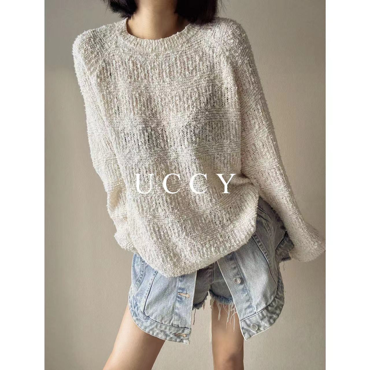 UCCY | T*te早春小众爆米花肌理_CleanFit慵懒松弛感镂空针织上衣