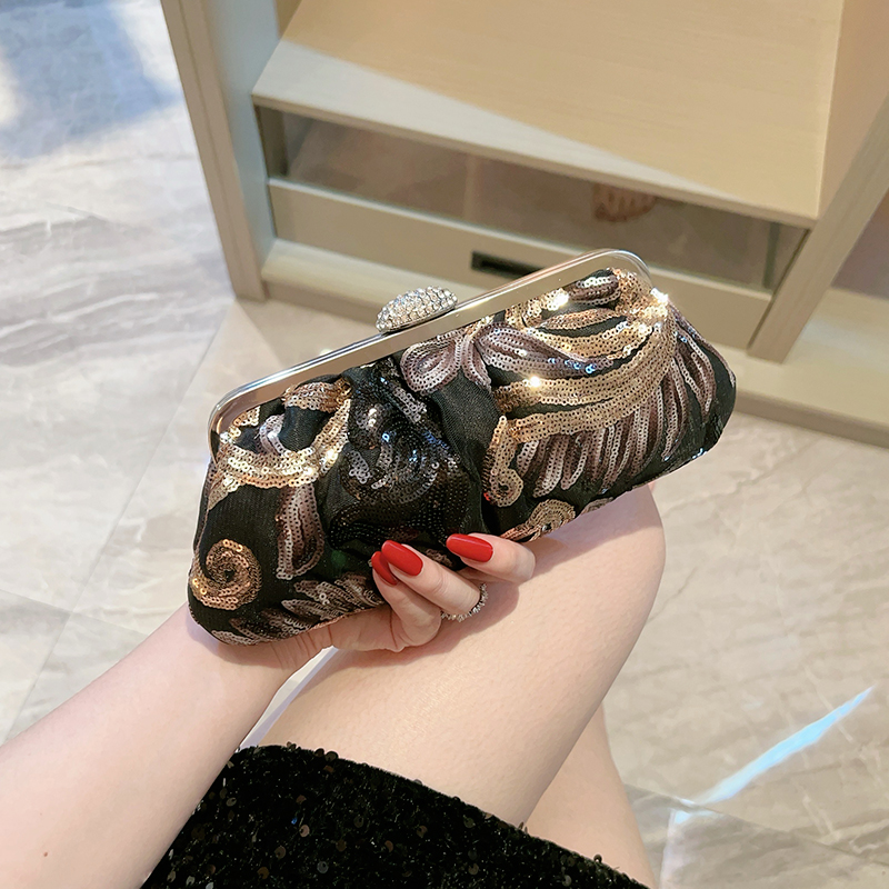 复古缎面晚宴手拿包女