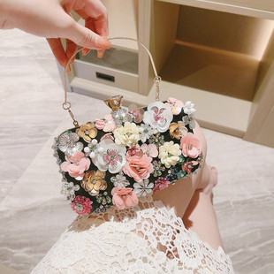 派对晚宴包仙女旗袍包包 刺绣花朵包时尚 高端气质手拿包女新款 时尚